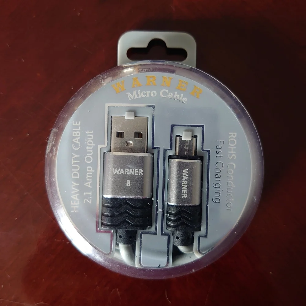 Warner Micro USB Cable Deluxe Charger 12ct Display 2.1 Amp Output Grey